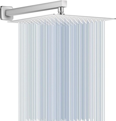 All Metal Rainfall Shower Head with Extension Arm Brushed Nickel, 12'' Large Rain