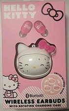Sanrio Hello Kitty Wireless Earbuds Bluetooth Rotating Face Charging Case HTF