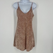 Express Womens XS Blush Pink Crushed Velvet Mini Dress Lace Up Back V-Neck Slip