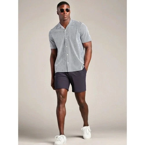 Rhone Men's Striped Short Sleeve Shirt in Blue & White NWOT - product listing photo