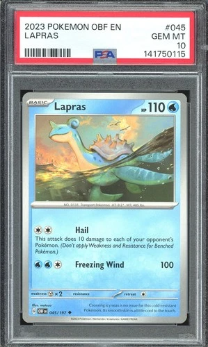 Pokemon TCG S&V Obsidian Flames #045 Lapras Non-Holo Uncommon PSA 10 Gem Mint
