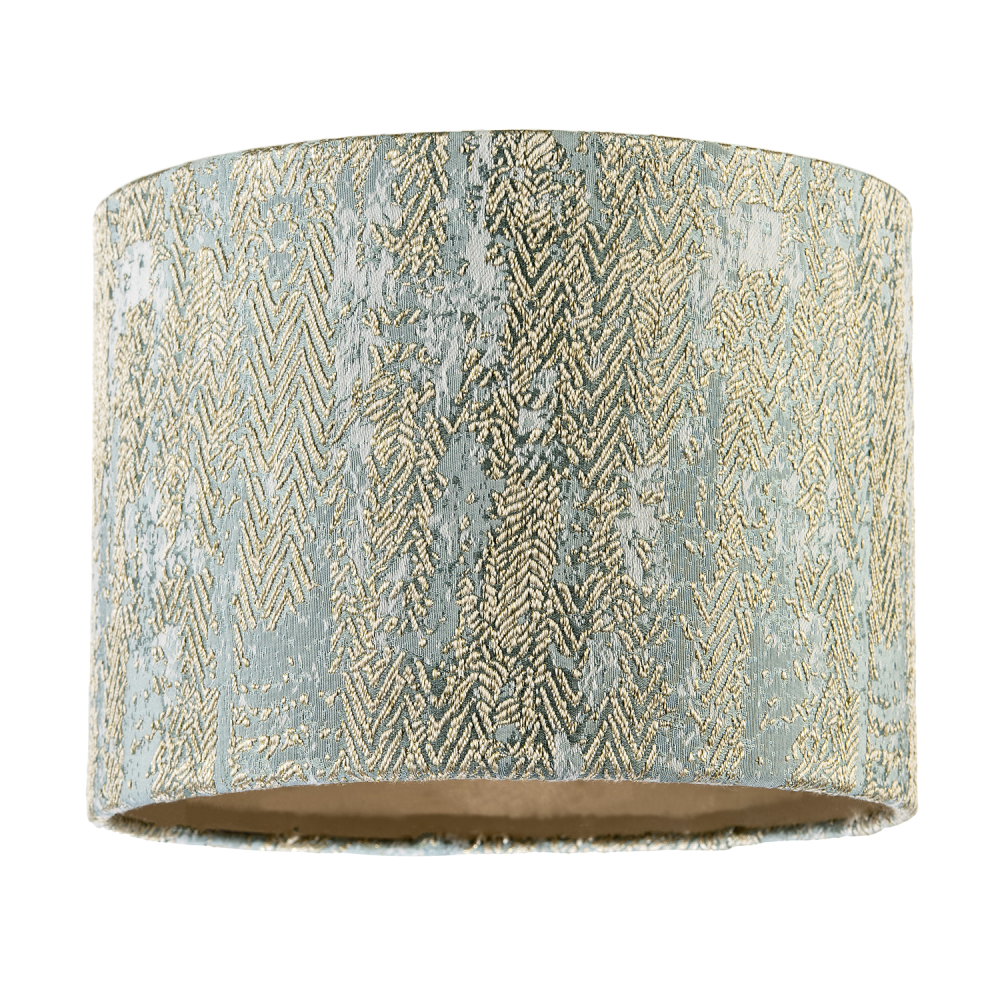 Textured Herringbone and Chevron Jacquard Lampshade in Gold and Silver by Hap...