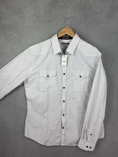 Express Shirt Mens XL White Stripe Fitted Long Sleeve Button Front Pockets New