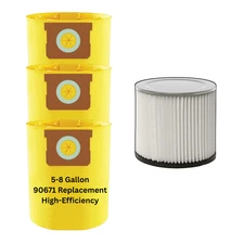 VacBagsUSA Replacement Bundle Kit for Shop-Vac 5-8 Gallon Vacuums (3) High Effic