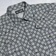 Wrangler Geometric Print Western Pearl Snap Button Flap Pocket Shirt Men  s XL