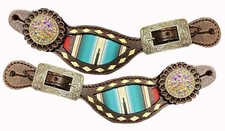 Showman Ladies Serape Southwest Print Leather Spur Straps
