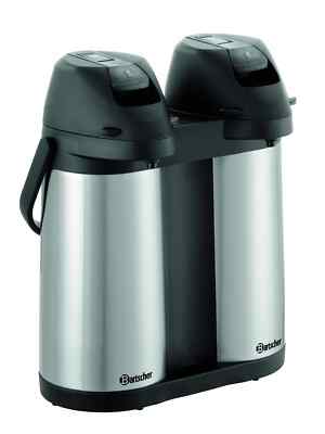 Bartscher Isolier-Pumpkanne Doppel-Pumpkanne Duo 1,9 Liter Silber NEU