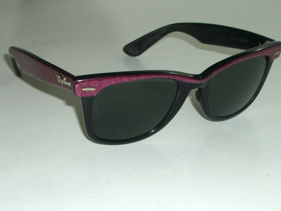 【VINTAGE】 80s B&L Ray-Ban”WAYFARER VINTAGE B&L RAY BAN BLACK/MAGENTA PEARL TRIM STREET NEAT G15
