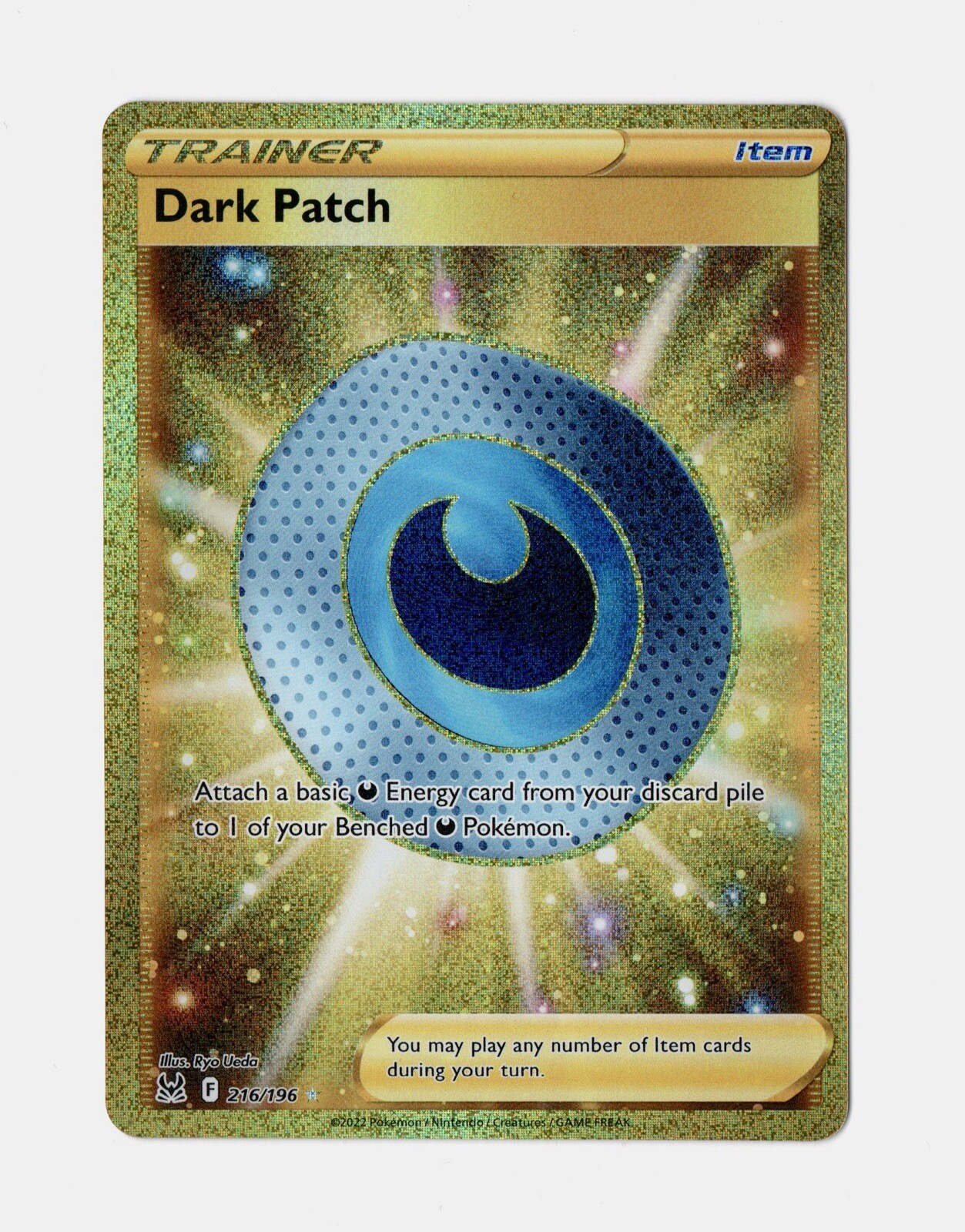 Dark Patch 216/196 Lost Origin Gold Secret Rare Pokemon Card NM-M