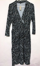 MSRP $128 Ann Taylor Womens 14 Faux Wrap 3/4 Sleeve Belted Green Jersey Dress