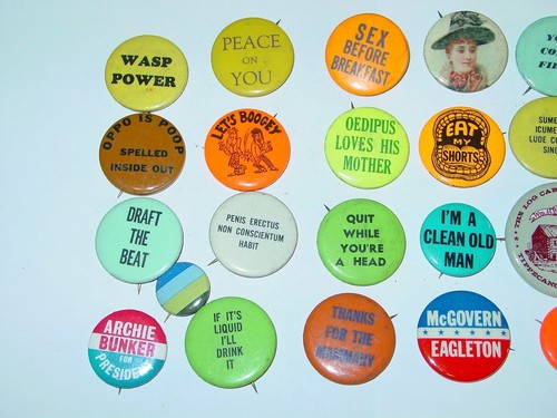 VINTAGE HIPPIE ERA 1960ER & 1970ER 1,5 ZOLL KNOPF SAMMLUNG SET 20 SCHÖN #12 - Bild 2 von 3