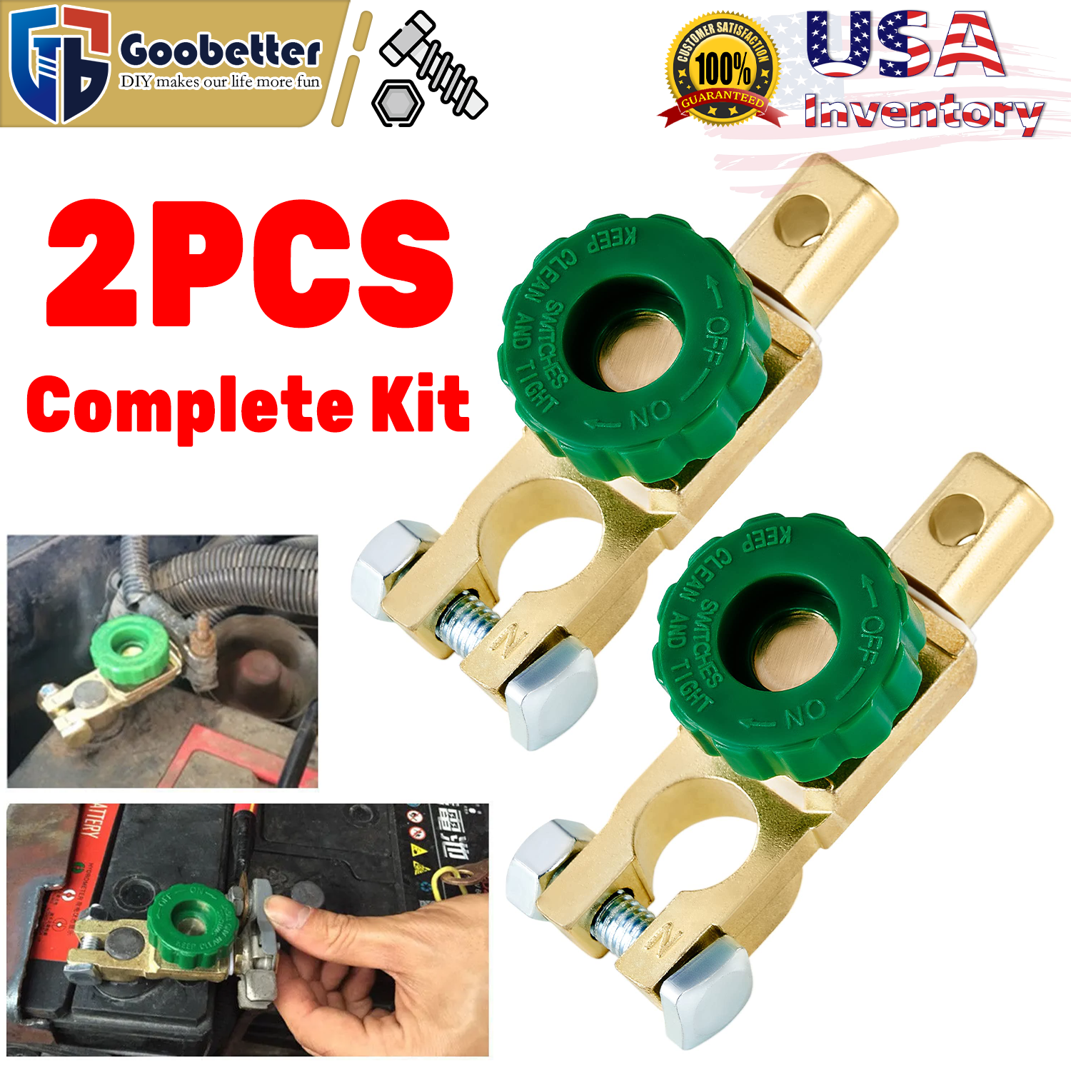 2x Car Battery Link Terminal Quick Cut-off Disconnect Master Kill Shut Switch