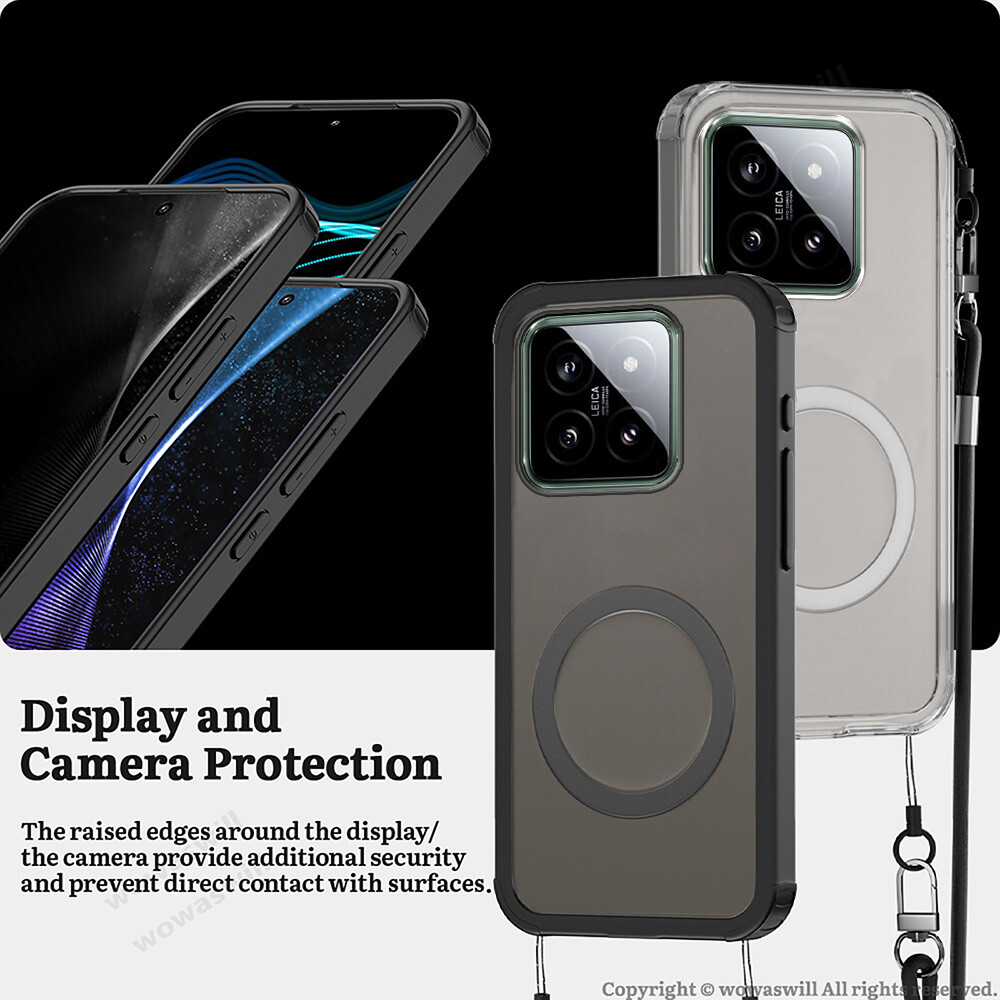 For Xiaomi MagSafe Magnetic Crossbody Clear Case Leather Strap