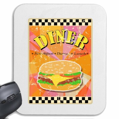 MOUSEPAD (MAUSPAD) DINER HAMBURGER ROUTE 66 KAFFEE CHEESEBURGER FAST FOOD DIÄT