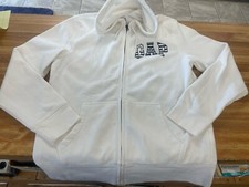 NWOT U.S. Flag GAP Logo Full Zip Fleece Hoodie Size Medium White/Navy Blue