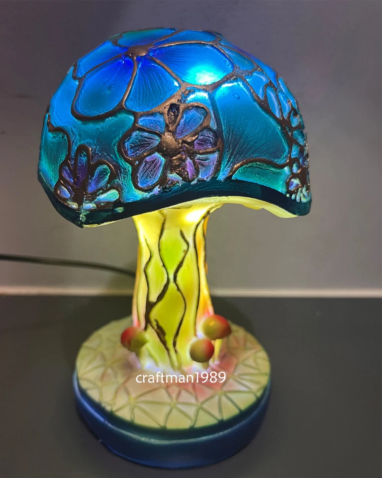 2 peças mini abajur de mesa vintage abajures de mesa cogumelo abajur de resina boêmia manchado - Imagem 3 de 4