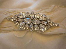 Sara Gabriel Wedding Dress Gown Sash Belt White Tulle Swarovski Crystals Bow