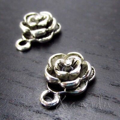 Flower Charms - 14mm Antiqued Silver Plated Pendants C1009 - 5, 10 or 20PCs