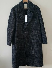 Esprit Womens Brown Blue Black Mix Wool Blend Coat Longline Check Jacket Xxl