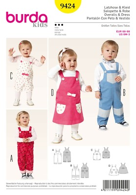 Burda Kids Schnittmuster - Latzhose & Kleid - Trägerrock - Nr. 9424