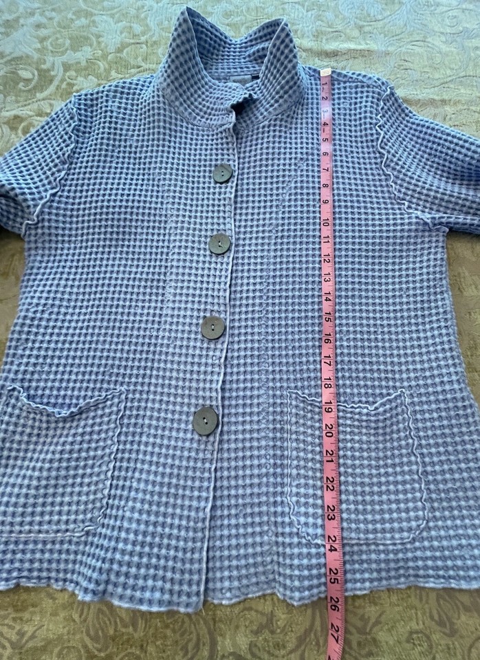 Focus Women's Waffle Knit Button Front Relaxed Artsy Jacket Shirt