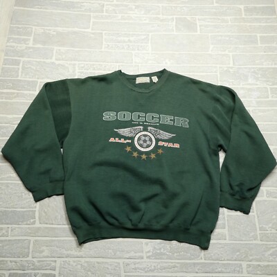VINTAGE Soccer All Star American Eagle Sweatshirt Adult L Green