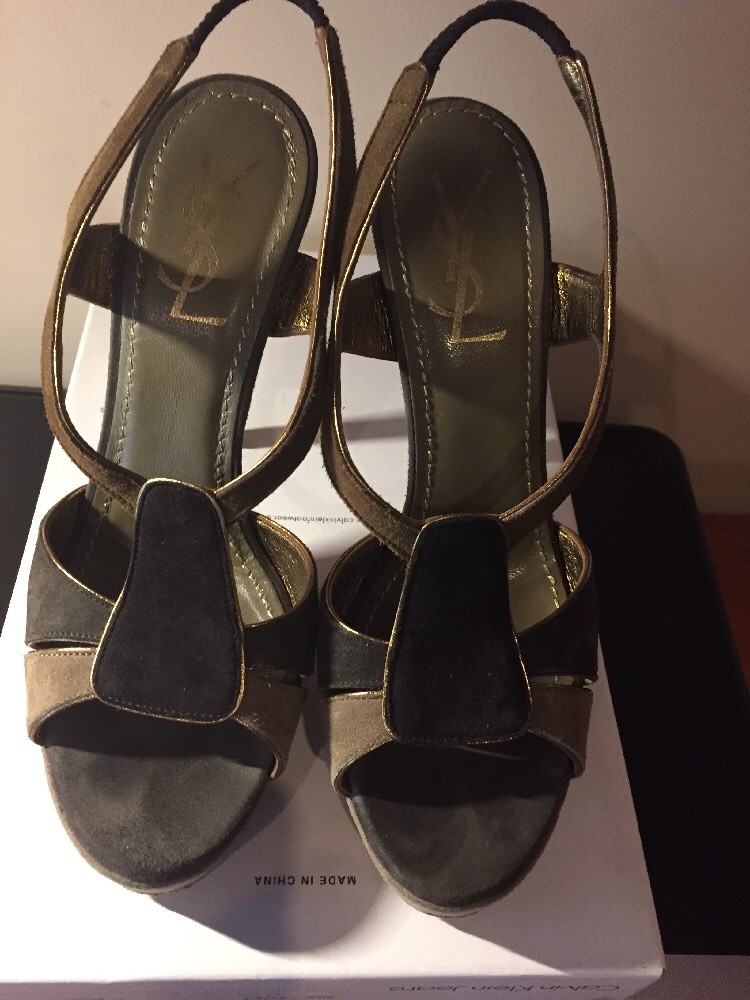 Décolleté tribtoo YSL Yves Saint Laurent in pelle scamosciata marrone taglia 37