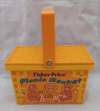 Fisher Price 677 Picnic Basket Orange Bears 1974 Vintage Basket Only  -O