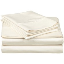 Organic Cotton Bed Sheet Set Twin Sateen Natural Ivory GOTS USA Chemical Free