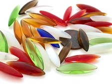 Vintage 6 x 24mm Long Translucent Glass Navettes Cabs Stones Color Mix 40