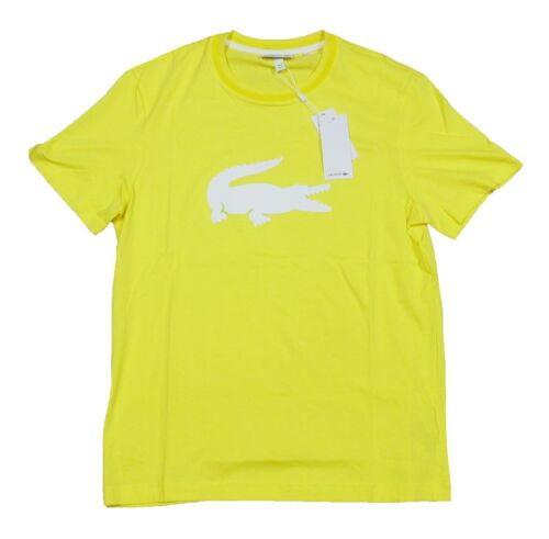 Lacoste Men's Yellow Crocodile Logo Graphic Print Regular Fit Crew-Neck T-Shirt - Picture 1 of 4