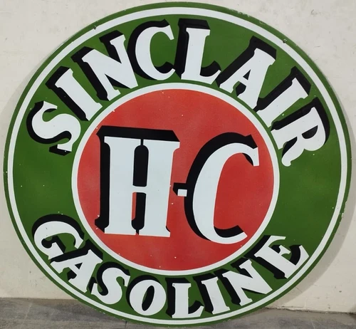 Vintage Double Sided Sinclair HC Gas & Oil Porcelain Enamel Sign 48x48".