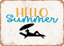 METAL SIGN - Hello Summer - Vintage Look Sign