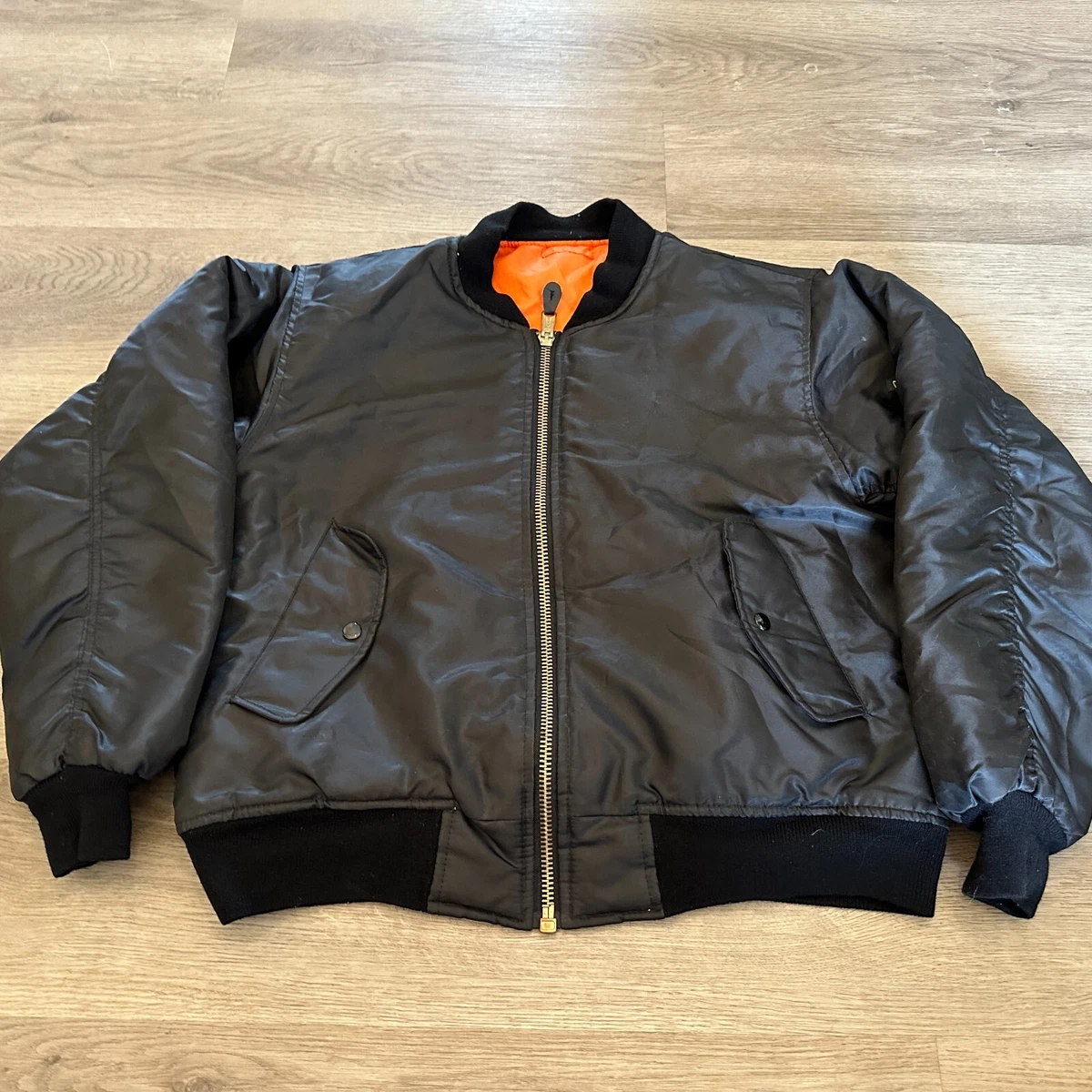 ROTHCO MA-1 BLACK Intermediate FLIGHT Flyer's JACKET Nylon