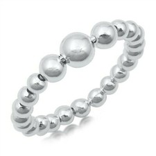 Beaded Ring Genuine Sterling Silver 925 High Polish Face Height 5 mm Size 5