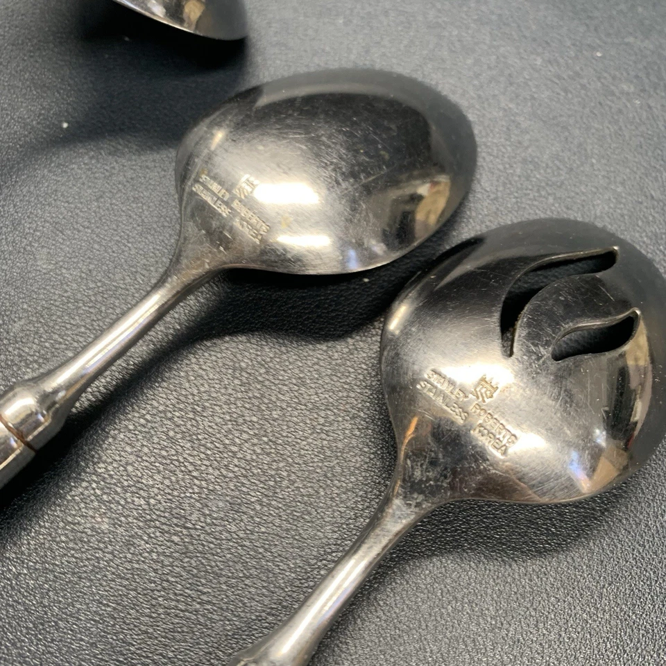 Vintage Serving Spoon Lot  Slot Spoon Ladle Stanley Robert’s Korea Blue Handles - Image 4 of 4