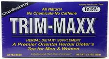 TRIM-MAXX All Natural Cran-Blueberry Herbal Dietary Supplement Tea - 30 tea bags