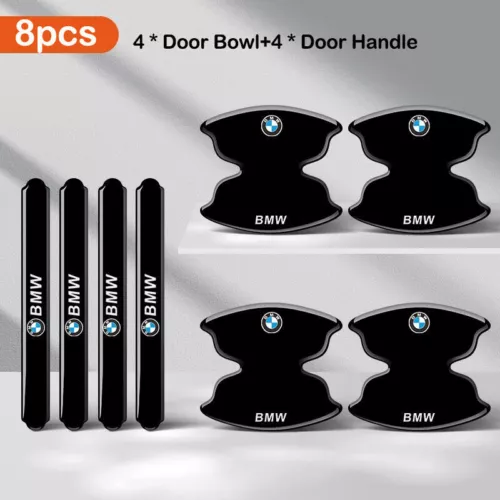 Película protectora adhesiva contra arañazos tazón manija puerta coche negro 8 piezas para BMW nueva - Imagen 6 de 7