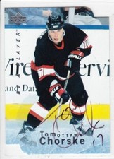 1995-96 UD BAP Signature Auto TOM CHORSKE DIE CUT Autograph #S43 Be Player Sens