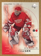 2001-02 DOMINIK HASEK UD CHALLENGE FOR THE CUP GOALIE CARD #27 DETROIT RED WINGS