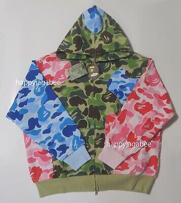 A BATHNIG APE Men's ABC CAMO PATCHWORK RELAXED FIT ZIP A BATHNIG APE Men's ABC CAMO PATCHWORK RELAXED FIT ZIP