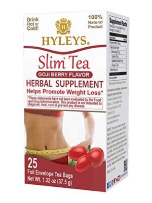Hyleys Slim Tea Goji Berry - 25 Tea Bags (100% Natural, Sugar Free, Gluten Free