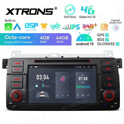 7'' Android 14 Autoradio Octa Core 4G LTE 64G GPS Navi DVD WIFI USB für BMW E46