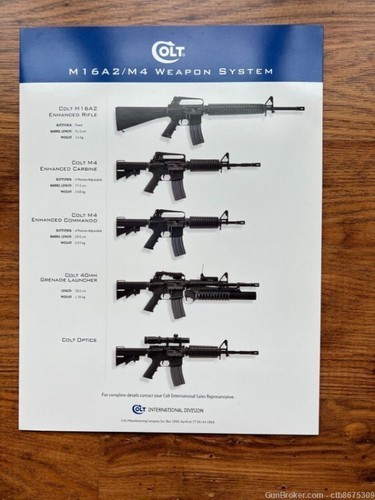 Colt Firearms M16A2 Tri Fold Show Brochure New Old Stock - Picture 3 of 5