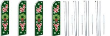 Joy Candy Cane Swooper Flag With Complete Hybrid Pole set- 4 pack