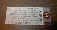Pittsburgh Pirates 7/22/2000 Ticket Stub vs Phillies Bronson Arroyo 1st MLB Win