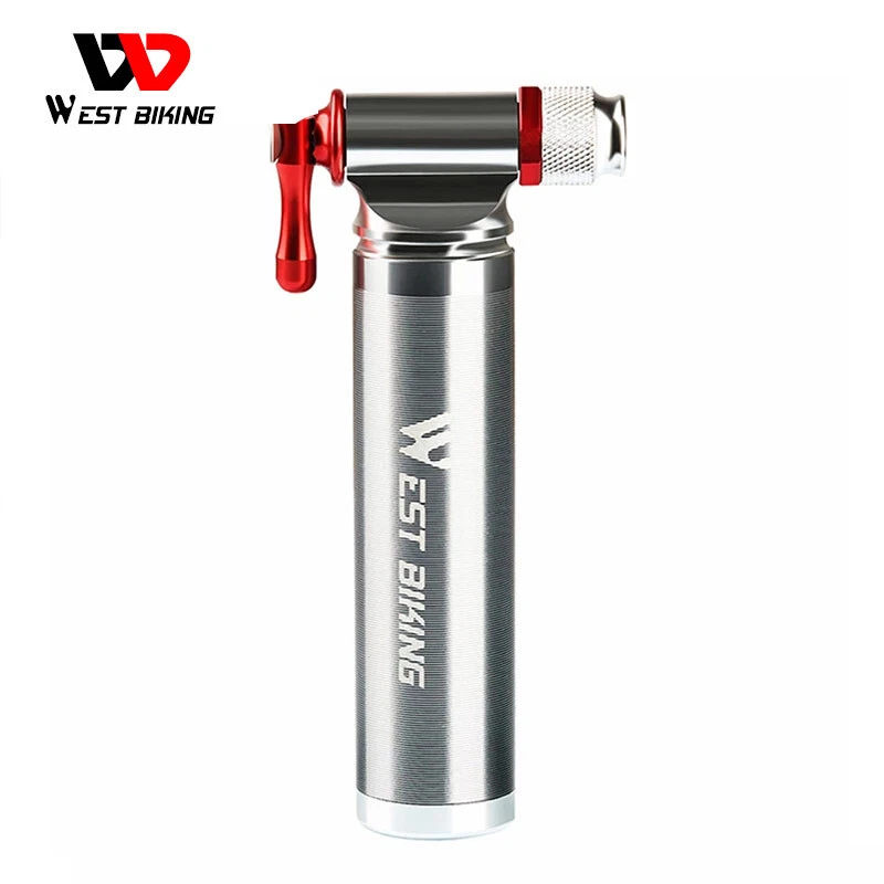 WEST BIKING Mini Fahrrad Pumpe CO2 Inflator Fahrradpumpe Ball Pumpe Silber - Bild 4 von 4