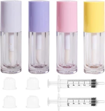 4 Empty Lip Gloss Tubes– 6ml Clear Colorful Containers with Wand for DIY LipBalm
