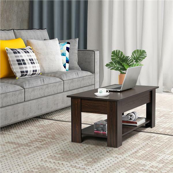 Modern 38.6 Wood Lift Top Coffee Table with Lower Shelf
