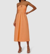 Adrianna by Adrianna Papell Women's Orange Shirred Self-Tie Halter Dress Size 6